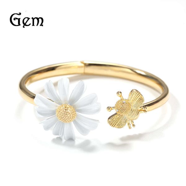 

ins style daisy bee mouth design bracelet ring paint flowers popular women's bracelet jewelry, Silver