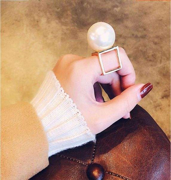 

hbp fashion simple personality pearl metal exaggerated index finger jewelry female ring, Silver