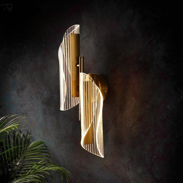 

nordic post modern luxury living room wall lamp individual gold acrylic led wall mounted decor bedroom bedside aisle background