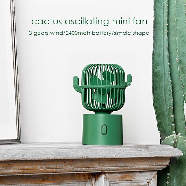 

electric fans cactus mini fan simple desk3 gears wind 2400mah battery summer