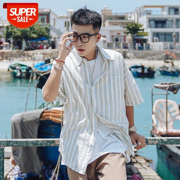 

salt boys summer refreshing colored striped shirt men's korean style small fresh #kk8v, White;black