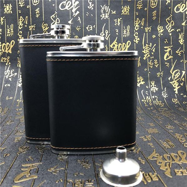 

hip flasks alalinong a26 pu leather black stainless steel flask 8 oz liquor whiskey alcohol pocket wine flagon eagle