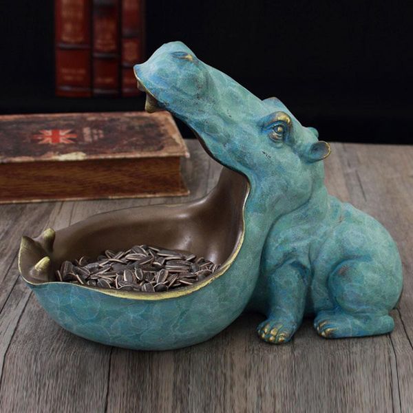 

big mouth hippo storage figurine key bowl resin hippo candy dish home decor iq6