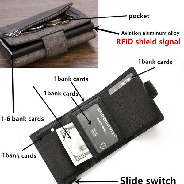 

bycobecy rfid anti-theft credit card holder men wallets slim thin business pu leather metal cardholder case magic smar jllisy