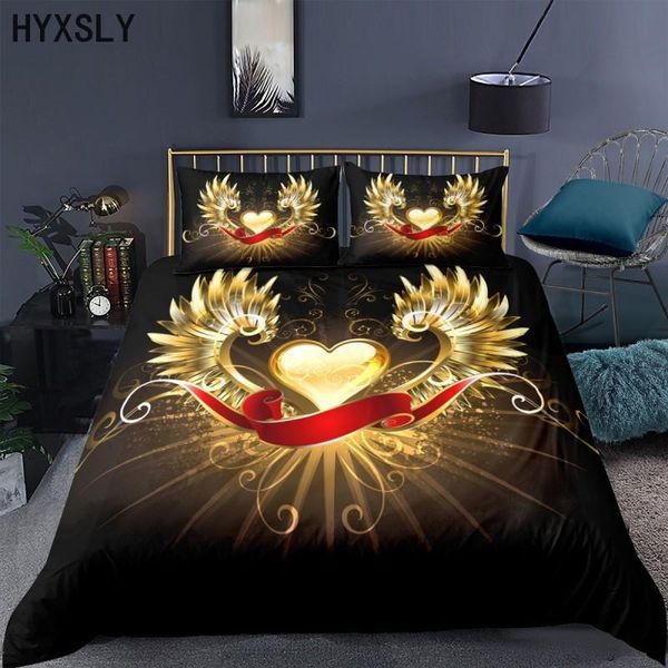

bedding sets 2/3pcs duvet cover 3d luxuy wing black printing quilt 240x220 large size romantic king//double/single drop