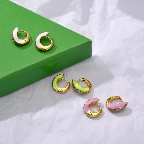 

hoop & huggie timeless wonder fancy zirconia enamel geo hoops earrings for women gothic designer kpop trendy ins gift egirl 235, Golden;silver