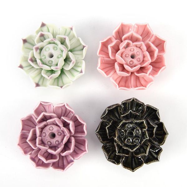 

fragrance lamps 1 pc ceramic incense burner stick holder lotus catcher plate natural 1/3 holes