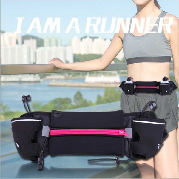 

running bags waist 2 water bottle outdoor camping hiking fitness man women gym lightweight belt bag female sports fanny packs