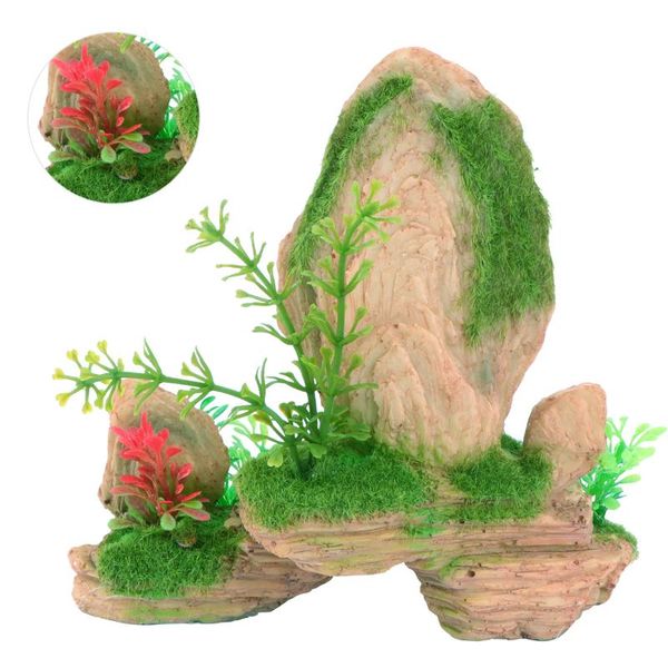 

decorations fish tank rockery landscape decor moss aquascaping ornament