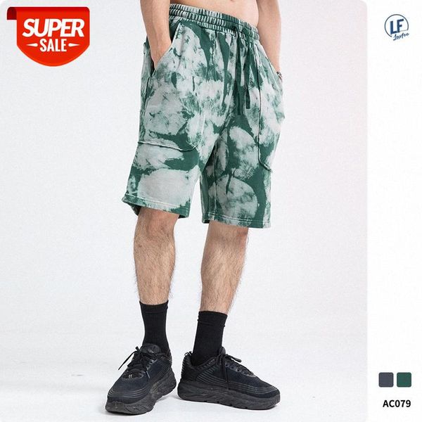 

lawfoo country men's tie-dye hip-hop five-point shorts loose casual pants #7y7c, Black