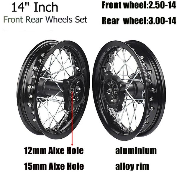 

motorcycle wheels & tires 14" inch front rear set 2.50-14"3.00-14" alloy rim for kayo bse apollo xmotos racing supermoto dirt