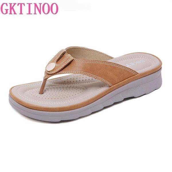 Slippers gktinoo mulheres esportem sapatos planos casuais chinelos plataforma grossa sola inferior slide mulas clipe dedo sandals