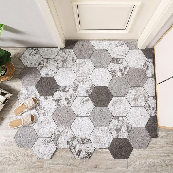 

household geometric simple style door mat carpet pvc silk loop material floor mat carpets hallway room entry dust-proof door