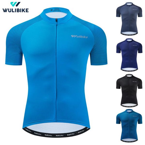 

racing jackets wulibike cycling jersey men's summer breathable anti-uv short sleeve bicycle sport uniforms t shirt for man blue series, Black;red