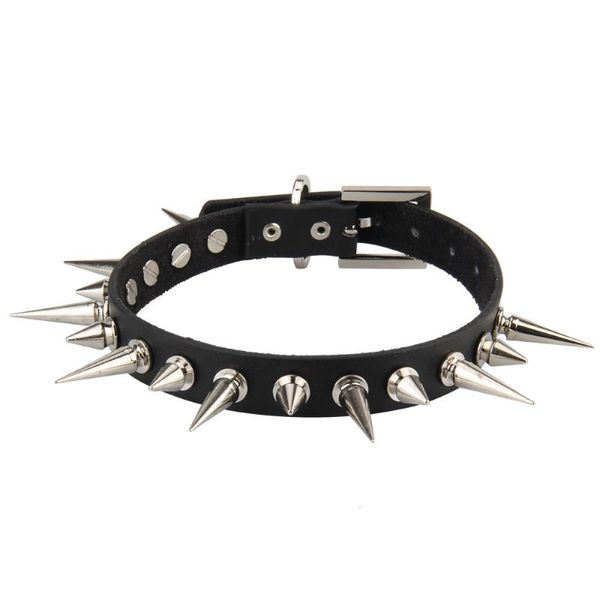 

chokers punk spiked choker collar with spikes rivets women men emo studded chocker necklace goth jewelry, Golden;silver