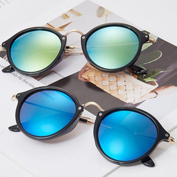 

sunglasses round coating retro men women brand designer vintage mirrored glasses, White;black
