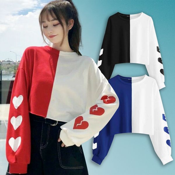 

japanese harajuku girls long sleeve sweatshirts gothic lolita love heart sweatshirt pullover, Black