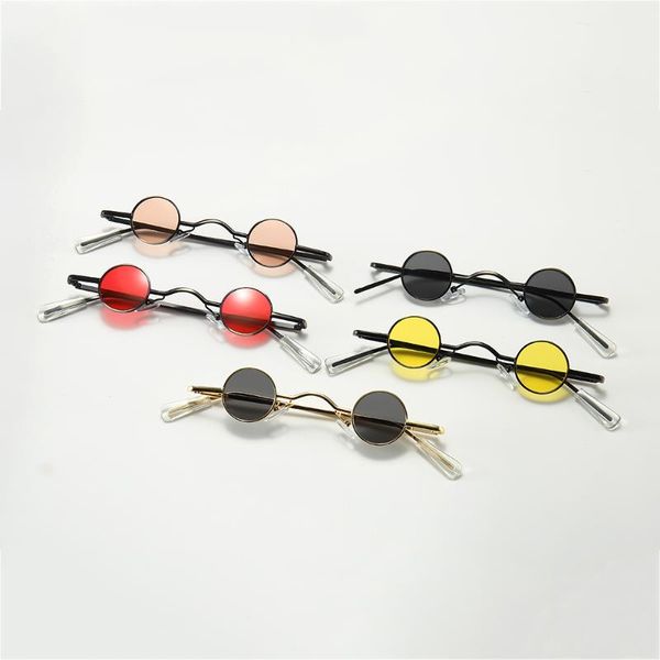 

fashion sunglasses frames retro mini round men metal frame gold black red small framed sun glasses color lens