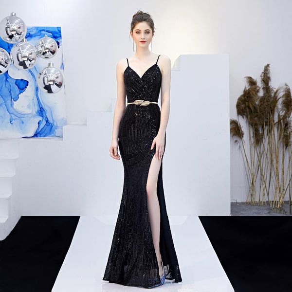 

party dresses dress female ladies evening sequins fishtail dance slim backless formal, White;black