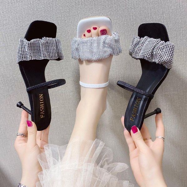 

dress shoes 2021 fashion women sandals open toe party pumps thin high heels elegant nightclub quality, Black