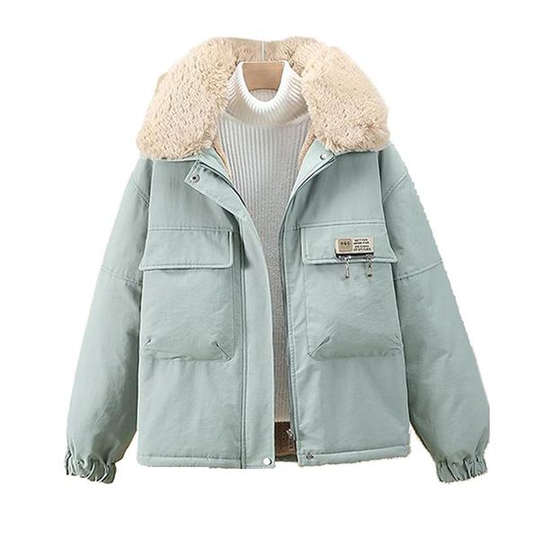 

women's down & parkas cotton padded women parka jackets thicken streetwear oversized long sleeve pockets female coats, Black