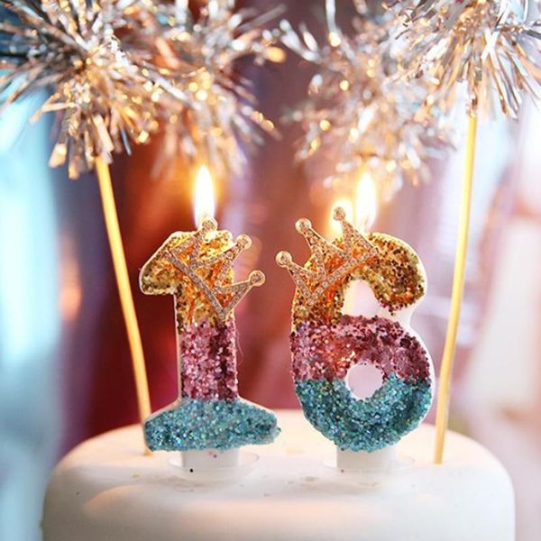 

other festive & party supplies birthday number candles glitter gold pink crown candle for kids girls boys cake er insert decorations