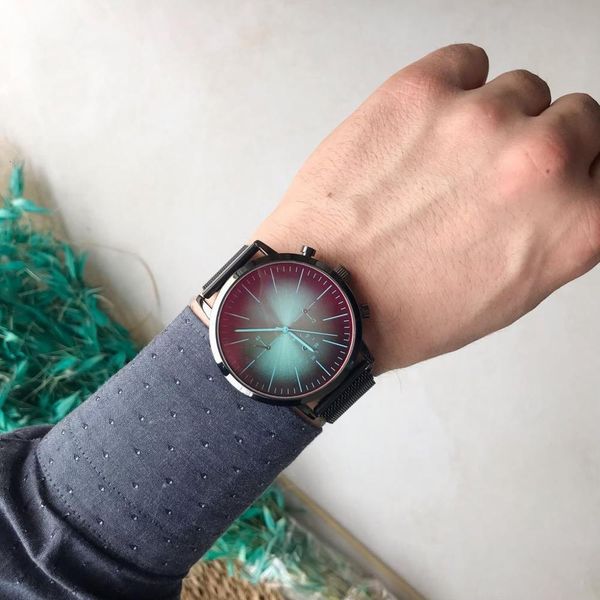 

gentlemen dial detailed clock black, Slivery;brown