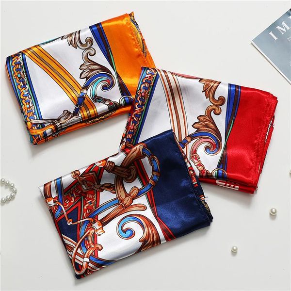 

scarves summer silk scarf women hair band shawl and wrap print hijab fashion bandana female neckerchief lady headband square, Blue;gray