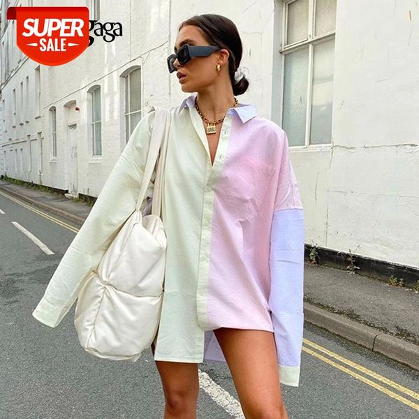 

darlingaga fashion chic patchwork long blouse women contrast color casual autumn oversized blouses shirts plus size clothing #cc1q, White