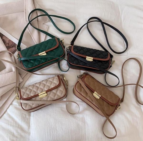 

female bags trendy fashion messenger hit color small square bag