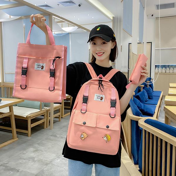 

3pcs/set canvas women backpacks school bags for teenagers girls student larger capacity travel backpack rucksack female book bag c0226