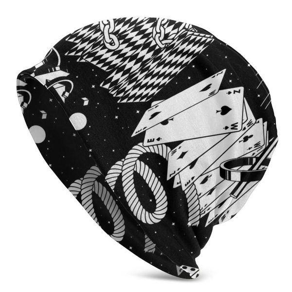 

beanies graphic pokers autumn female warm double used cycling bonnet hats