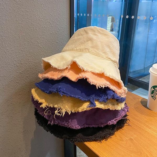 

wide brim hats korean fashion soft sister women fisherman's hat burrs sun protection literature and art candy colors bucket bob, Blue;gray