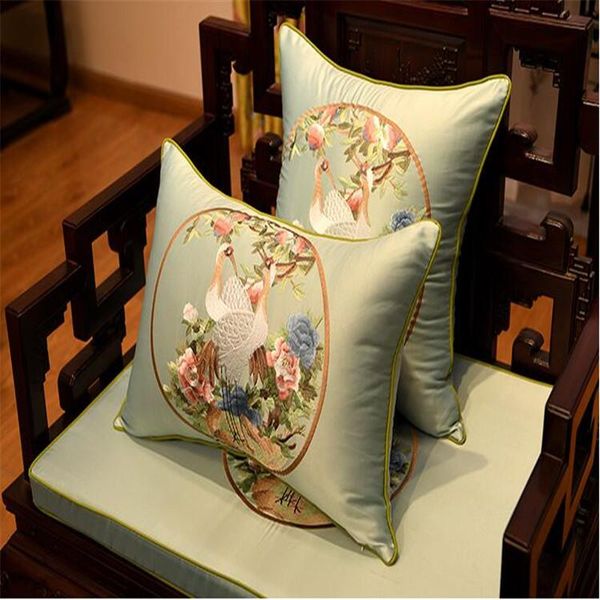 

classical elegance embroidery throw pillow 50x50cm pillow handwork satin sofa cushion chair decorative