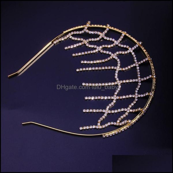 

hair clips & barrettes jewelry stonefans mtilayer head chains sier color link headband for women rhinestone bridal wedding aessories drop de, Golden;silver