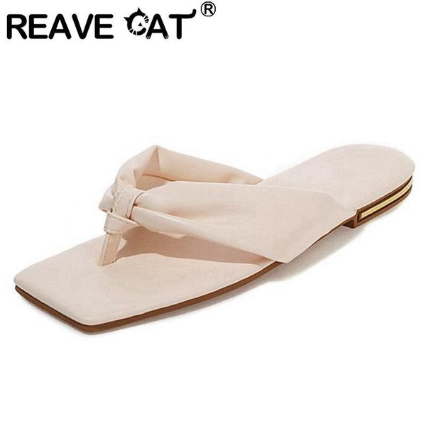

slippers reave cat 2021 women slipper clip toe flat simple concise non-slip classic big size 34-43 casual summer black a3859