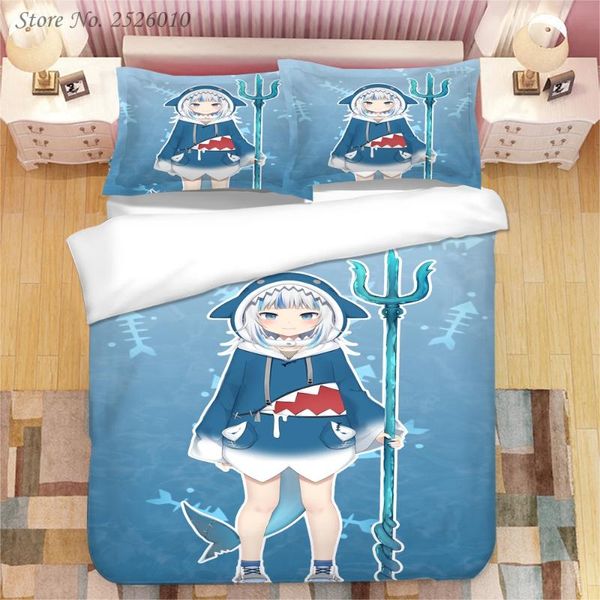 

bedding sets hololive english vtuber gawr gura 3d printed set king duvet cover pillow case comforter bedclothes bed linens