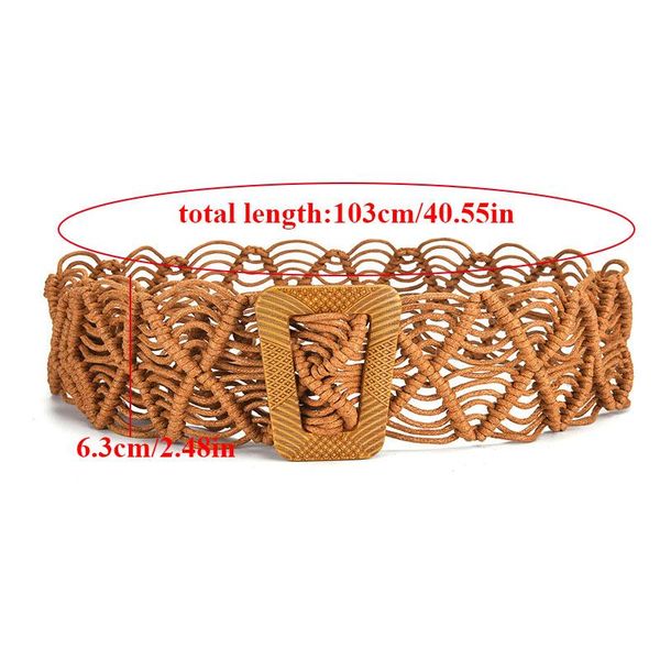 

belts 2021 fashion all-match wide waistbands women elastic waist wax rope woven belt for dress sweater decorative seal, Black;brown