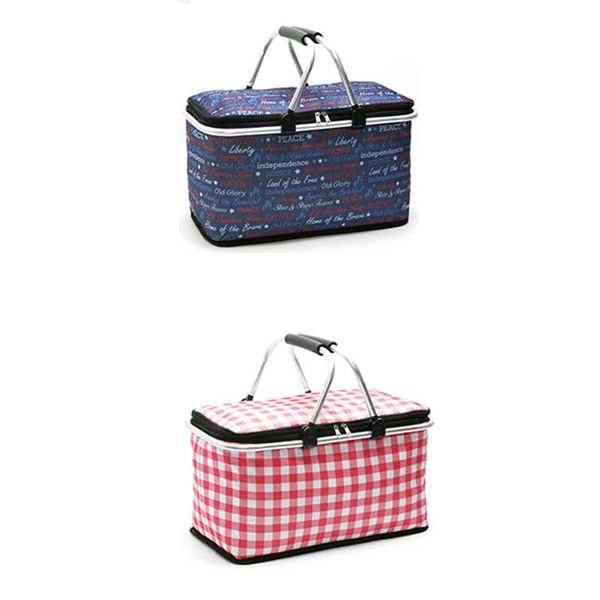 

storage bags insulated picnic basket 29l large outdoor travel camping food bento container folding veg cooler zipper shopping reme889