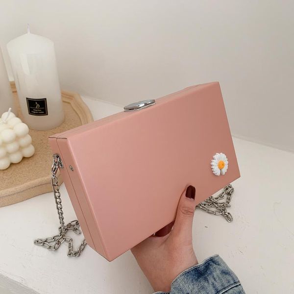 

evening bags three dimensional daisy box bag chain leather handbags for women messenger summer small pink crossbody