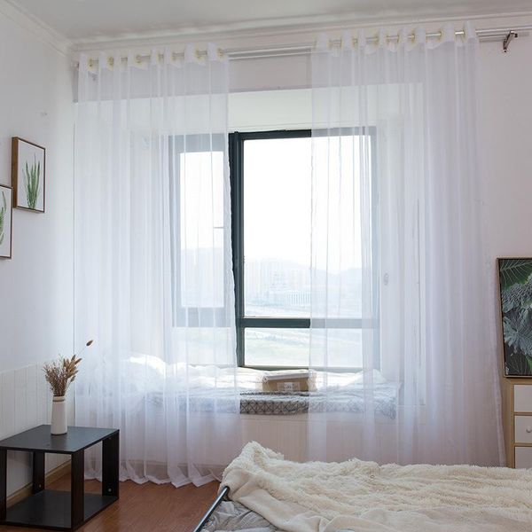 

curtain & drapes minimalist modern japanese pure white window screen tulle for bedroom living room balcony floating
