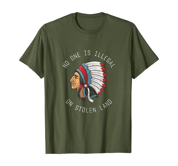 

no one is illegal on stolen land t-shirt, White;black