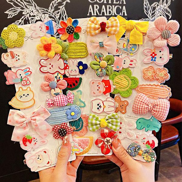 

hair accessories 10pcs/set girls cute cartoon flower animal bow hairpins children lovely decorate barrettes clips, Slivery;white
