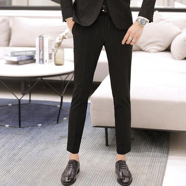 

men's suits & blazers summer korean style slim-fitting small feet casual pants trendy business non-iron nine trousers, White;black
