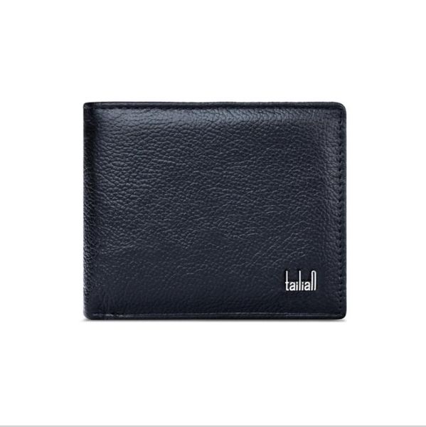 

men's leather wallet business multi card cowhide wallet short purse, Red;black