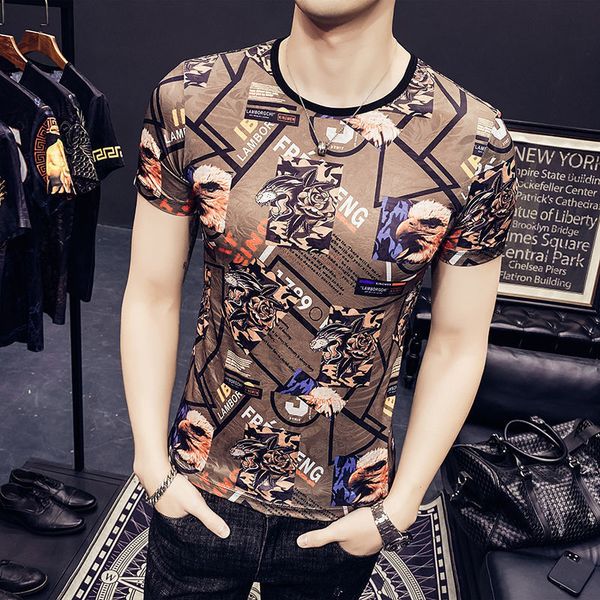 

men's polos fashion print t man camiseta black gold ice silk short baroque pantalon moda club party tee shirt homme 49a8, White;black