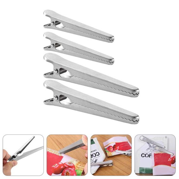 

bag clips 4pcs stainless steel sealing food snack clip