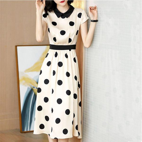 

casual dresses dressed in chiffon wave-style hep-burn dress, long summer knee , high-waisted, thin-waisted temperament sgv9, Black;gray