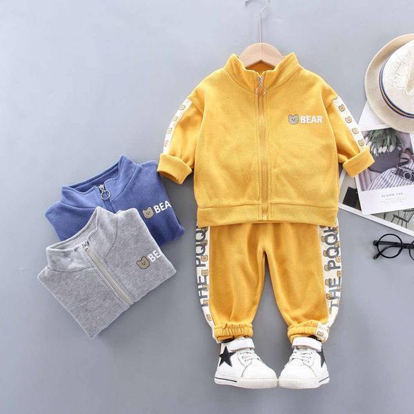 

korean wear 2021 boys' baby new children's spring long sve suit two piece set fashion, White