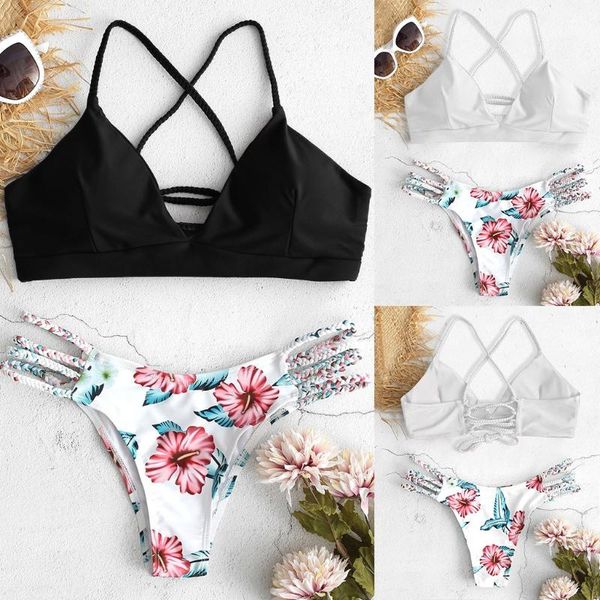 

women's swimwear elegant string bikini 2 piece set brazilian mountain from push up bragas brasilenas mujer, White;black